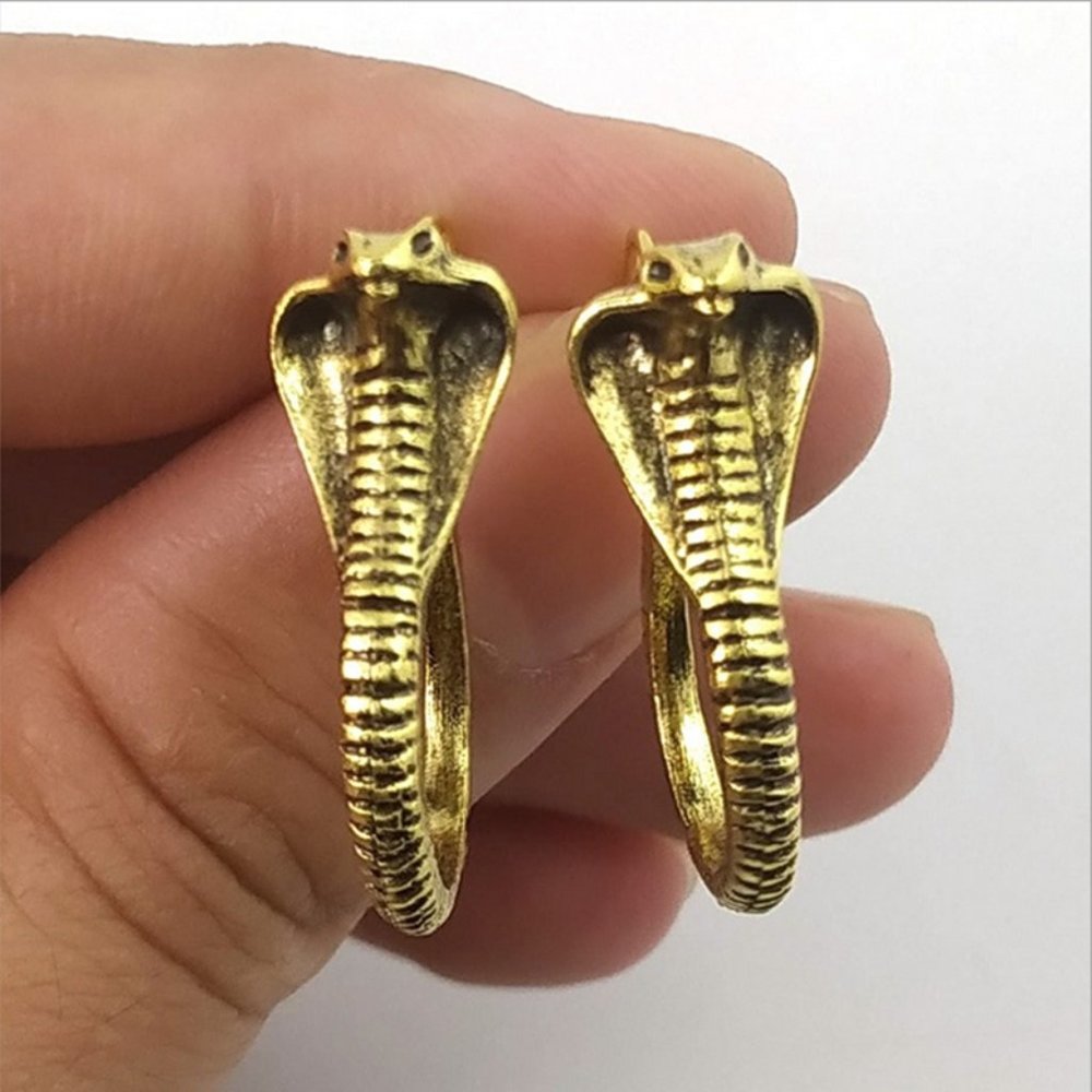 Elegant Gold King Cobra Snake Earrings, Fashion‎ Jewelry Charm Hook Earrings